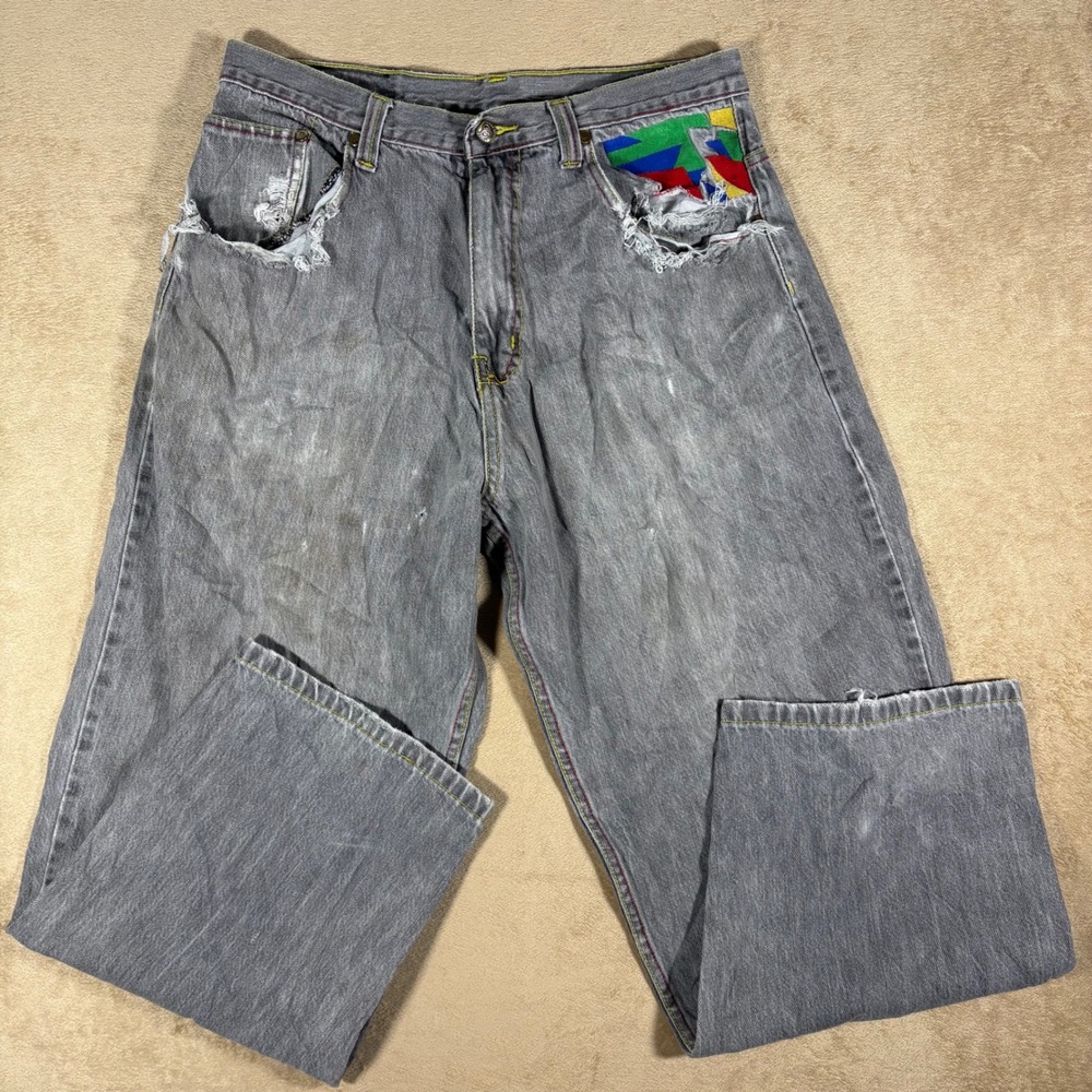 Vintage Y2K Coogi Blue Jeans‎ 36x32 Embroidered Pockets RIPPED Front Pockets